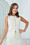 Women's Knitwear Fabric Buttoned Sleeveless Vest and High Waist Midi Length Skirt Ecru Bottom-Top Knitwear Set 5155