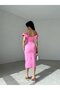 Off-Shoulder Neck Ruffled Midi Dress - 2