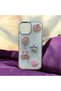 Apple Iphone 16 Compatible Silver Pink Hard Cover Case with Stone.