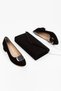 Women's Short Heeled Stylish Buckle Casual Shoes and Bag Set Black Suede - 3