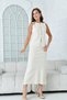 Women's Knitwear Fabric Buttoned Sleeveless Vest and High Waist Midi Length Skirt Ecru Bottom-Top Knitwear Set 5155 - 2