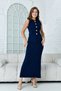Women's Knitwear Fabric Buttoned Sleeveless Vest and High Waist Midi Length Skirt Navy Blue Bottom Top Knitwear Set 5155 - 2