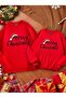 Dear Couple 2-Piece Combination New Year Christmas Christmas Printed Crew Neck Oversize Red Sweatshirt