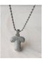 Zircon Stone, Steel, Unbreakable, Antiallergic, Stylish, Showy Twisted Chain Letter Necklace (Silver Color) - 3