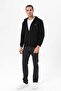 Men's Black Hooded Zipper Sweatshirt - 2
