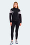 Victory Women's Zippered Stand Collar Black Sweatshirt with Pockets - 7