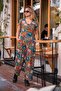 Half Sleeve Floral Print Bohemian Jumpsuit - 8