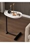 C-Shaped Nordic Coffee Table, 45x30x60cm, Black/White Metal, Sofa Side/End Table