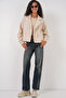    9117 Double Breasted Collar Crop Jacket - Beige - 2