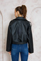 Kemerli Oversize Deri Biker Ceket - 9