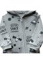 Baby Boy Water Green Space Printed Zippered Hooded Jumpsuit - 2