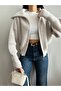 Stone Shawl Collar Zippered Knit Cardigan