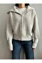 Stone Shawl Collar Zippered Knit Cardigan - 5