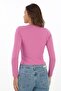 Stretch Fabric Cotton Crop T-Shirt - Slim Fit - Dark Pink - 8