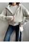 Stone Shawl Collar Zippered Knit Cardigan - 4