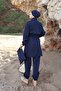 Beli Adjustable Elastic Fully Covered Hijab Swimsuit 4-Piece Set with Bag and Bonnet Navy Blue - 7
