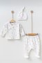 Newborn girl baby bodysuit set - floral print ecru newborn crossover outfit