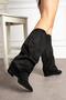 Leire Women's Cowboy Gusseted Boots Black Suede - 2