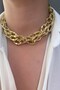 Crush Embroidered Three Rows Gold Chain Necklace