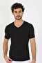 Men's Lycra V-Neck Black T-Shirt 65700 - 6