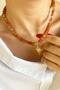 Crystal Glass Beads Natural Stone Necklace with Polar Star End - Orange - 2