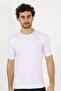 Monolya Men's Crew Neck Lycra White T-Shirt 65710
