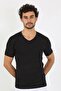 Men's Lycra V-Neck Black T-Shirt 65700 - 2