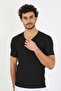 Men's Lycra V-Neck Black T-Shirt 65700 - 4