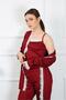 Moda Çizgi Women's 3-Piece Burgundy Dressing Gown Set 16108 - 3