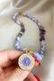 Crystal Glass Bead Natural Stone Necklace with Zodiac Sign Pendant - Purple - 3