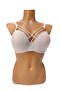 C Cup Wired Sponge Hollow Cross Strip Salmon Bra - 2