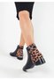 Black Color Leopard Patterned Buckle Zippered Women's Boots - 4