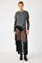 Women's Anthracite Acid Stone Round Neck Relaxed Fit T-Shirt Short Sleeve Slogan - 2