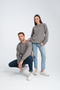 Gray Crew Neck Oversize Raster Basic Men's Sweatshirt - 7