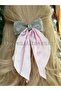 Imported French Automatic Buckle Complete with Crystal Stone Embellishment Pink Satin Scarf with Pendant Bow