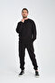 Black Crew Neck Oversize Ribbed Basic Men's Sweatshirt - 3