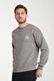 Crew Neck Embroidered Oversize Raster Basic Men's Sweatshirt - 5