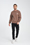 Crew Neck Oversize Ribbed Basic Men's Sweatshirt
