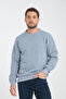 Blue Crew Neck Oversize Raster Basic Men's Sweatshirt - 3