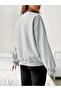 Women's Crew Neck Fleece Inside Oversize Fit Basic Gray Sweatshirt - 4
