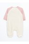 Ecru Crew Neck Plush Baby Girl Jumpsuit - 3