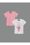 Lcw Kids Crew Neck Printed Girls' T-Shirt 2-Piece