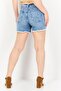 Women Washed Denim Shorts, Blue - 2