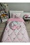 Welsoft Fluffy Double-Sided Pink Girl Seating on the Moon Patterned Single Duvet Sleeping Set