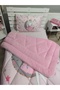 Welsoft Fluffy Double-Sided Pink Girl Seating on the Moon Patterned Single Duvet Sleeping Set - 3