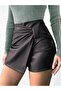 Pu Leather Clamshell Zippered Short Skirt
