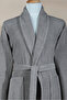 Striped Bathrobe Set 100% Cotton Certified 3 Piece Shalyaka Bathrobe and Head Towel Set Gray Color - 4