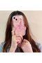 iPhone 13 - 14 Pink Zigzag Design Silicone Cover with Heart Apparatus More Stylish - 2