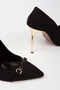 Women's Special Production Buckle Thin High Heel Stiletto Black - 5