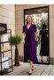 Women's Double Breasted Collar Midi Length Belted Crepe Dress 120 Cm